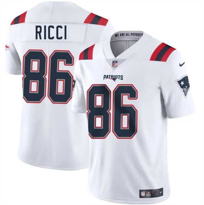 Men & Women & Youth New England Patriots #86 Giovanni Ricci White 2025 Vapor Limited Stitched Jersey